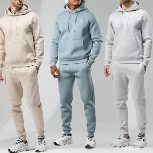 100% Cotton Custom Jogging Track Sweat Suit Men Jogger Set Heavyweight Tracksuit Sweatpants and Hoodie Set