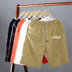 100% Cotton Men’s Board Shorts Breathable Eco-Friendly Summer Casual Elastic Waist Custom Logo ODM OEM Blank Plus Size