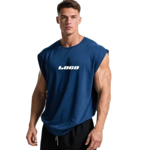 100% Cotton Oversized Sleeveless Printed Custom Logo Quick Dry Breathable Sporty Men’s Athletic T Shirts