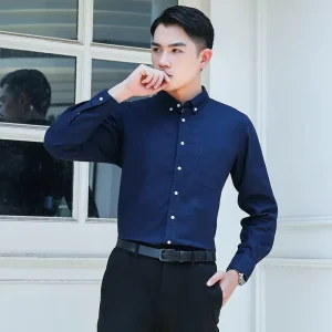 100% Cotton Oxford Long-Sleeve Slim Fit Smart Casual Breathable Spring Men’s Shirts