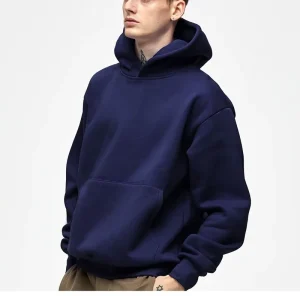 100% Cotton Plain Blank Hoodie Men’s Heavyweight Oversized Sweatshirt Cropped Streetwear Hoodie