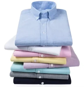 100% Organic Cotton Oxford Long Sleeves Solid Plus Size Business Shirts for Men