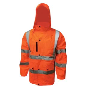 100% Oxford Men’s Parka Hivi Reflective Waterproof Mechanic Jumpsuit Protect Orange Fluo