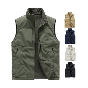 100% Polyester Mens Lined Sleeveless Jacket Oversized Fleece Gilet Winter Warm Outdoor Work Waistcoat Utility Vest
