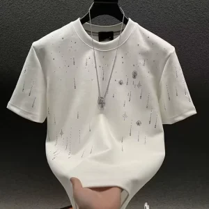 100% Polyester Quick Dry Raglan Mens T Shirt Knitwear Custom Rhinestone Design Workout Breathable T shirt Slim Fit Pour Homme