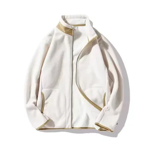 100% Polyester Winter Fleece Jacket Oversized Thickened Polar Windbreaker Solid Color Heavyweight Zipper for Men Women