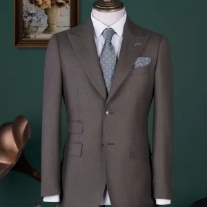 100% Virgin Wool Suit for Men Two Single Breasted Wedding Men’s Suit Men’s Business Gray Blue Suit
