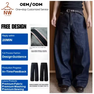 14.5 oz Original Bull Salvage Denim Men’s Jeans Straight Leg Wide Leg Selvage Casual Raw Japanese Selvedge Denim Jeans