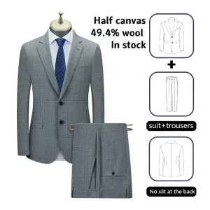 1505 50% Wool Half Linen Half Canvas Gray Luxury Men’s Suit Mens Suits Blazer