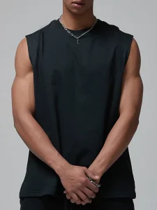 180 GSM EU Size Custom Activewear Cut Off Shirts Men Polyester Gym Stringer Basketball Singlets Running Tank Top Men