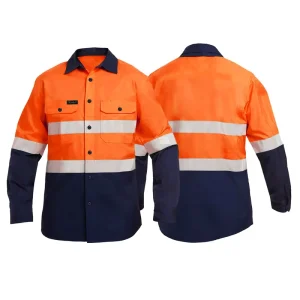 190g Cotton High Reflective Moisture Wicking Wear Resistant Men’s Hi Visibility Workwear Stripe Set for Construction Sites