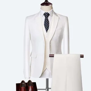 2 & 3 Pieces Men’s Slim Fit Italian Style Tuxedo Suits Breathable Waterproof Black Wedding Blazer Jacket 80%Polyester/20%Cotton