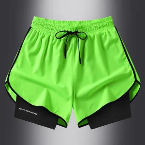 2 In 1 Training Shorts Men Bulk Elastic Quick Dry Athletic Gym Running Sports Fitness High Quality Breathable Shorts
