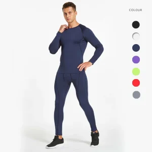 2 Pcs Men’s Cool Dry Compression Fitness Training Wear Baselayer Sets Top and Bottoms for Fitness and Sports