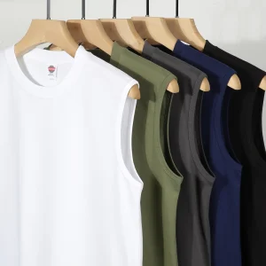 220Gsm Pure Cotton Basketball Shoulder Vest Custom Design Sleeveless Round Neck Collar DTG Comfortable Tshirt Men