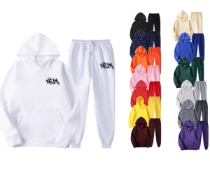 220g Hoodies Sets Pure Polyester Fleece Fabric Design Own Logo Transfer Printing Colorful Men’s Set Wear Hoodies and Pants
