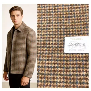 22MK Woven Yarn Dyed Jacquard Worsted 450G M 630G M 50% Wool 50% Polyester Men’s Tweed Fabric