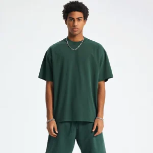 230G Double Yarn Pure Cotton Antibacterial t Shirt Solid Color Blank Men’s Loose Tshirt Women