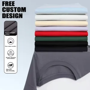 230g Men’s Casual O-Neck Blank Short Sleeve Combed Cotton Loose Fit Solid Breathable Moisture Wicking T-Shirt
