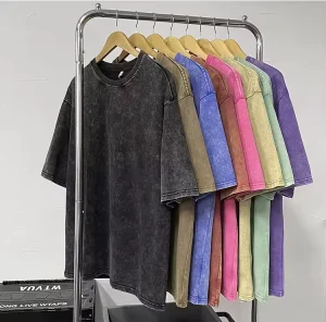 230g Vintage Washed Cotton T Shirt Custom Silk Screen Embroidery 3D Foam Print Loose Tee