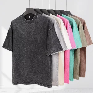 230gsm 100% Cotton Plain Blank T Shirt Factory High Quality Acid Washed T shirt Custom Logo Oversized Tshirt
