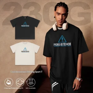230gsm American Street Retro Printing Loose Casual Washed and Worn Oversized Men’s T Shirt