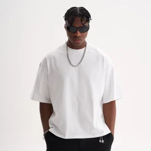 240GSM Heavyweight Premium Boxy Fit Men’s T Shirt Cotton Polyester Blend Casual Loose Blank Customizable Base Tee