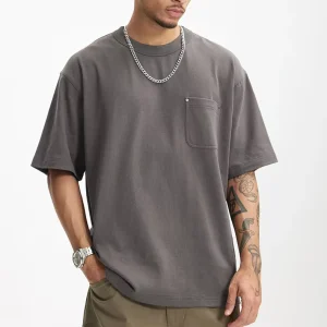 250gsm Heavyweight Cotton t Shirt with Pocket Oversized Loose Fit Antibacterial t Shirt Manufacturer