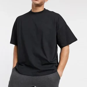 260g 100% Cotton Heavyweight Solid Knitted Blank Plain Black Hip Hop Streetwear Anti Shrunk Oversized T Shirt for Men