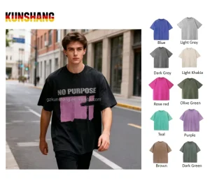 280gsm Acid Wash Heavyweight Cotton Men’s T-Shirt High Quality American Street Style Oversized Brand Hip Hop Geometric Printing