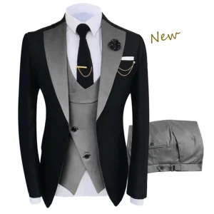 3 Pcs Set Men’s Formal Suit for Birthday Party Wedding Prom Business