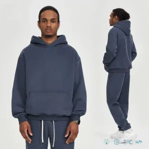 3 Piece Casual Solid 350g Fleece Sweatpants and Hoodie Set Custom Men’s Hoodies