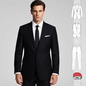 3 Pieces Black Apparel Formal Man Suits Wedding Suit Jackets Modern Solid Men’s Suits & Blazerfor Men New Design
