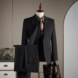 3 Pieces Plus Size Business Men Single Breasted Blazer Jacket Tailored Slim Fit Suit for Men’s Formal Ball Office Wedding Daily
