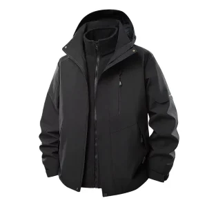 3-in-1 Men’s Jacket Autumn Winter Outdoor Windproof Waterproof Workwear Hooded Coat