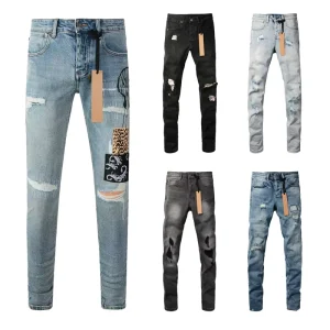 3001 Fashion Men Apparel Scratch Hole Plus Size Pants Denim Jeans Skinny Slim Fit Designer Jeans Ripped Men’s Jeans