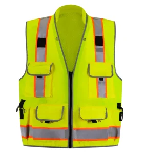 300D Oxford ANSI Class 2 High Visibility Engineering Vest Construction Surveyor Hi Vis Work Wear Reflective Safety Vest Clothing