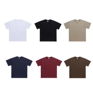 300G Heavyweight Pure Cotton American Style Round Neck Short Sleeve Casual Men’s Loose Fit T Shirt High Color Fastness