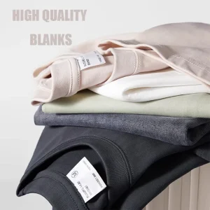 300g 100% Pure Cotton Knitted Heavyweight Men’s Oversize Neck T-Shirt Blank Anti-Wrinkle Quick Dry Custom Color