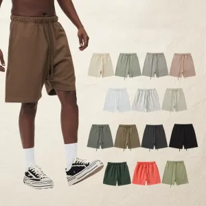 320gsm Men’s Casual Mid Waist Breathable Anti Wrinkle Oversized Baggy Long Drawstring Multicolor Cotton Shorts