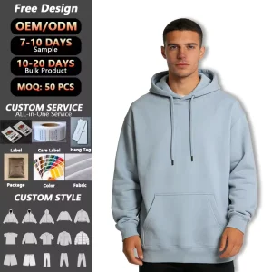 330G Men’s Vintage Hooded Pullover Heavyweight Washed Winter Fleece Lining Autumn Winter 3D Pattern Knitted Fashion Pocket