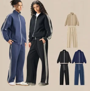 340 Gsm Heavyweight Men’s Vintage Tracksuit Sporty Casual Zip up Hoodie Set Sweatpants and Hoodie Set for Men