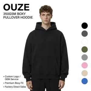 350gsm Custom Men’s Cotton Hoodies, Puff Printing, Oversized Streetwear Pullover Hoodies Sweatshirts for Men
