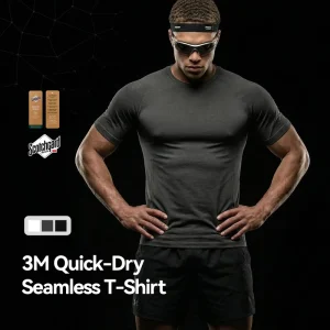 3M Seamless Training T Shirts Men’s Quick Dry Fitness Gym Wear Stretch Activewear Breathable Gym Top