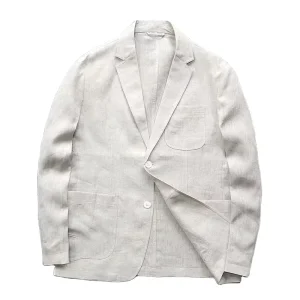 3XL 100% Linen Men’s Blazer Slim Jacket Casual Men’s Suit Thin Jacket Youth Costumes