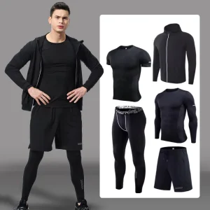 4 Pieces 5 Pieces Men Quick Dry Training Wear Set Gym Clothes Running Suits Breathable Running Wear Sport Suit for Male