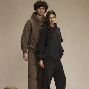 400gsm 100% Cotton Unisex Custom Oversized Hoodie 2 Piece Set Drop Shoulder Men’s Hoodie and Sweatpants Set