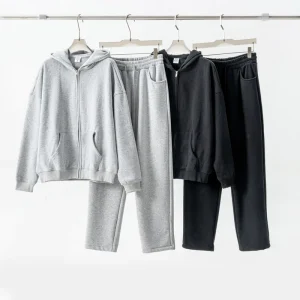 420GSM Heavyweight Men’s Hooded Zip Up Hoodies and Sweatpants Fleece Oversized Casual Tracksuits for Men Custom Logo