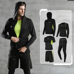 5 Pcs Set Men’s Tracksuit Gym Fitness Compression Sports Suit Clothes Running Jogging Sport Wear Exercise Workout Tights