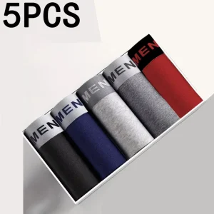 5PCS Breathable Men’s Boxer Shorts Comfortable and Loose Plus Size Multi color Men’s Boxing Pants Machine Washable
